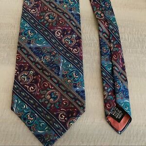 Vintage Christian Dior Silk Paisley Blue + Burgundy